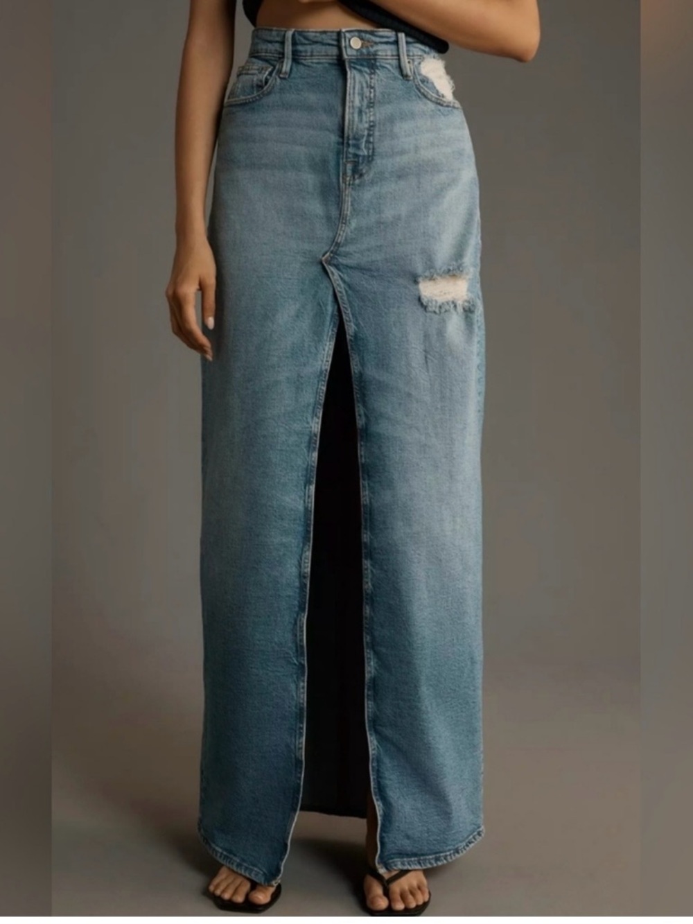 NWT GOOD AMERICAN
Good Ease Front Slit Denim Jean Maxi Skirt 8/29
